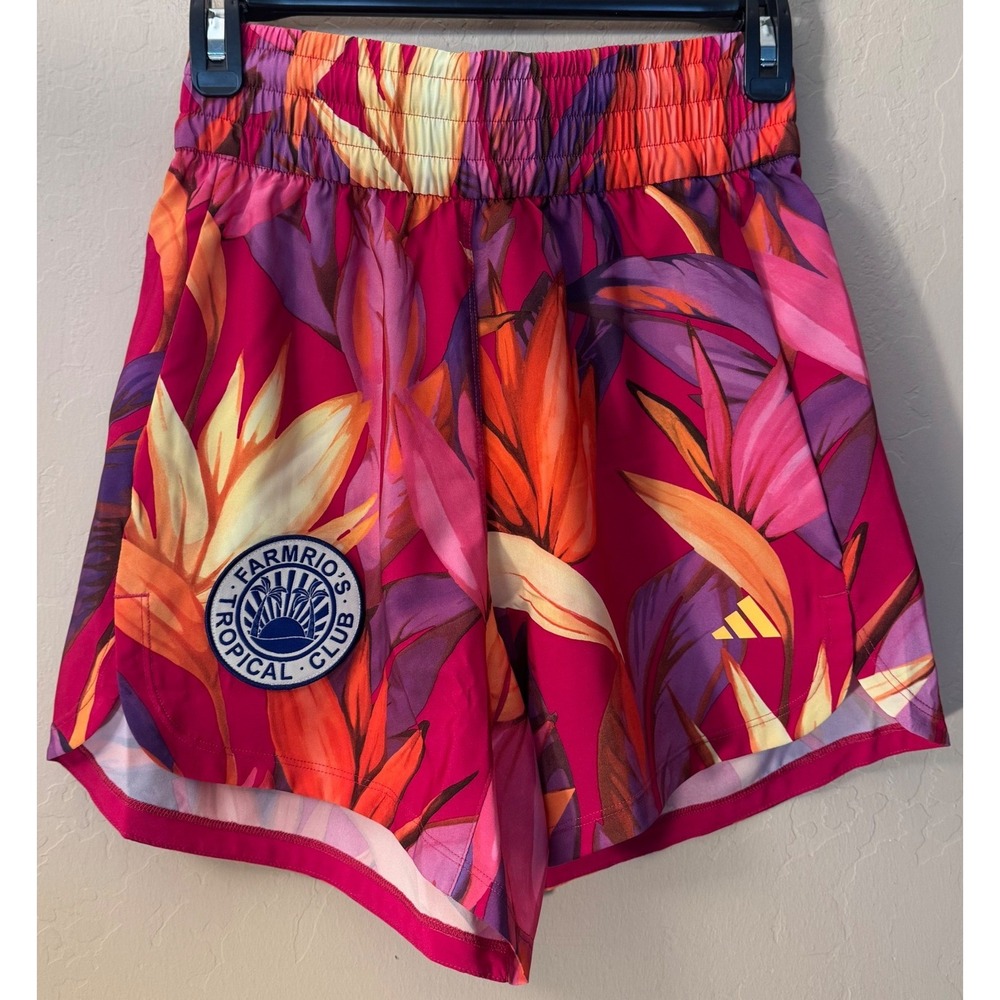 Adidas X Farm Rio Shorts Women XS Pink Tropical Training Gym Run JD6272 NEW